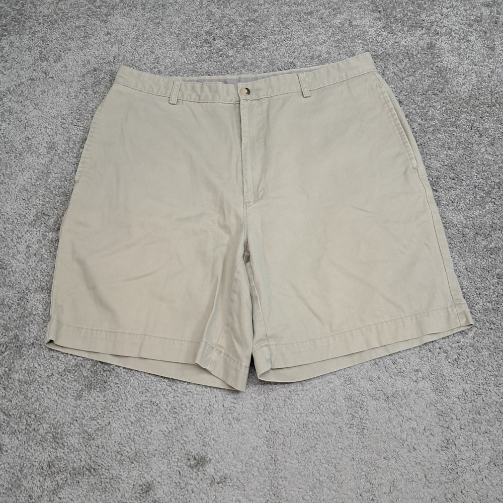 Haggar Mens Khaki Tan 100% Cotton Flat Front Chino Shorts Size 36 7930